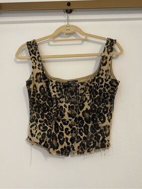 Nasty Gal Denim Leopard Print Corset Top- US Size 10